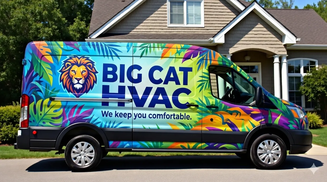 Commercial sprinter van with a full-color vinyl vehicle wrap and clean business branding